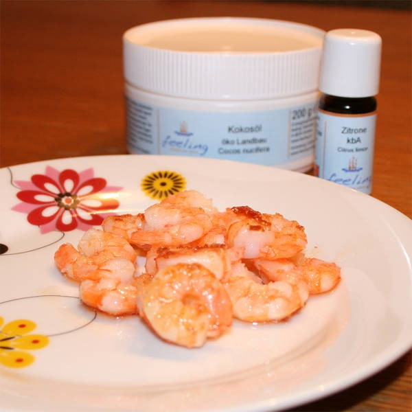 Kokos-Shrimps mit Zitronenöl bio