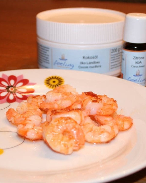 Kokos-Shrimps mit Zitronenöl bio